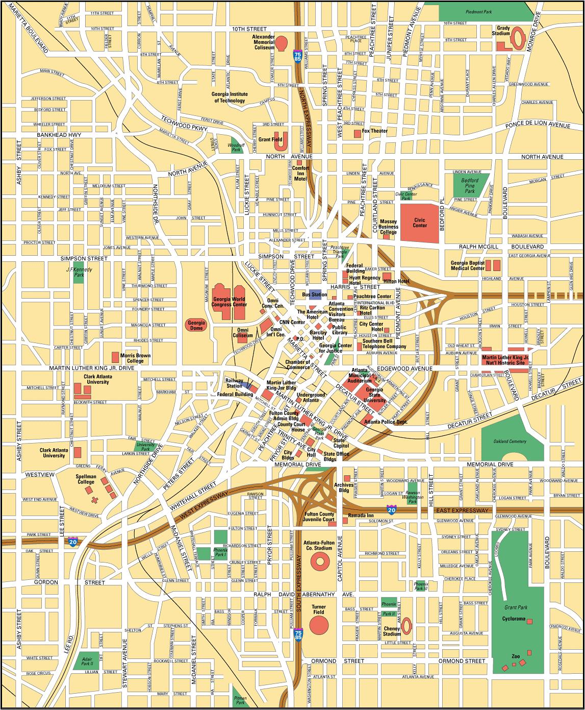 Atlanta Ga Downtown Hotels Map 
