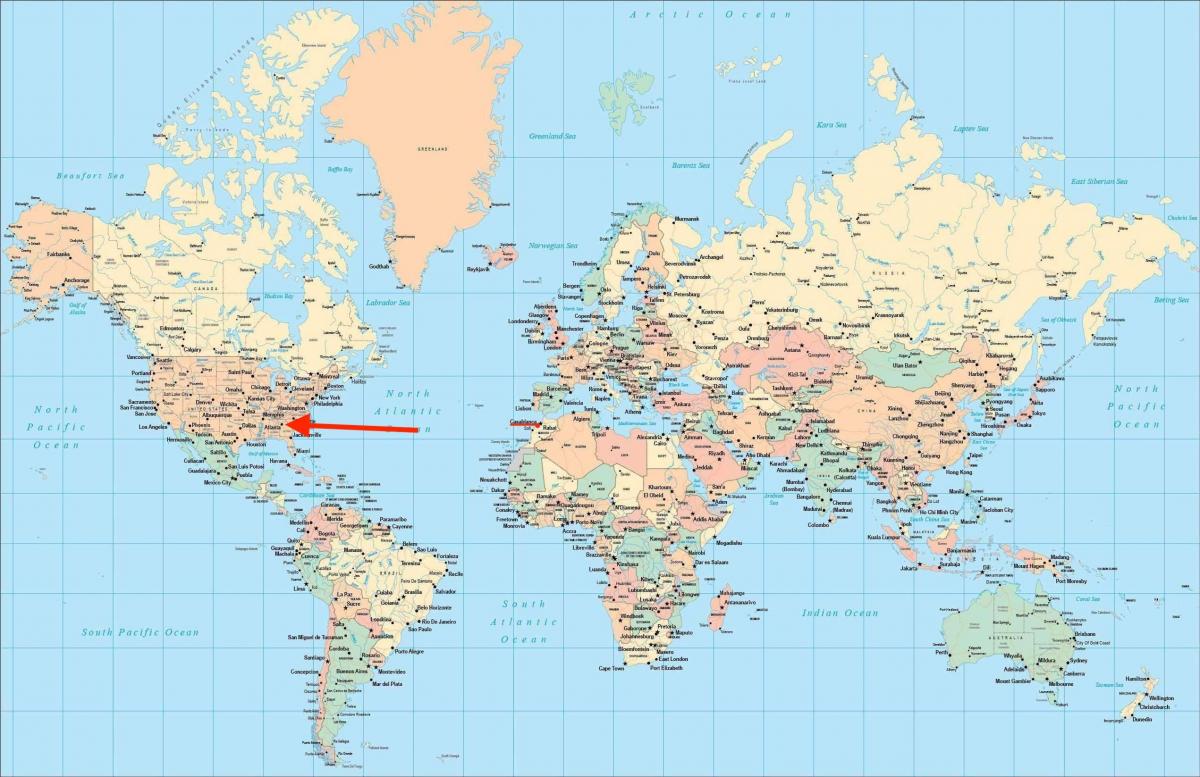 Atlanta location on world map